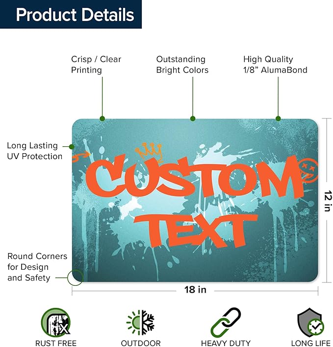 Custom Sign, Custom Street Sign, 11 Font Colors, 13 Font Styles, 4 Hole Options, 22 Sizes, 12x18 Inches, Rust Free DiBound, Fade Resistant, Made in USA by My Sign Center (Graffiti)