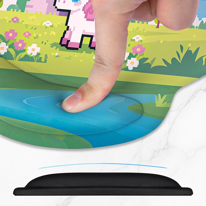 ITNRSIIET Ergonomic Mouse Pad with Comfort Gel Wrist Rest, Non-Slip PU Base, Smooth Textured Surface, Reduces Hand Fatigue & Wrist Pain, 8.7 x 7.2 Inch for Office Gaming Home, PixelCastle