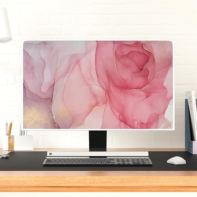 Baocicco Abstract Waterproof Television Cover with Pink Marble Design 70 Inch Full Body Cover for TV Screen Weatherproof Dust-Proof TV Screen Covers Sleeve Compatible with LED OLED Desktop