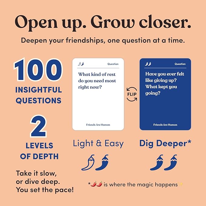 Friends are Human | 140 Conversation Cards to Help Deepen Friend Relationships | Card Game for Bonding & Communication | Therapy for Adults | from The Makers of Parents Are Human