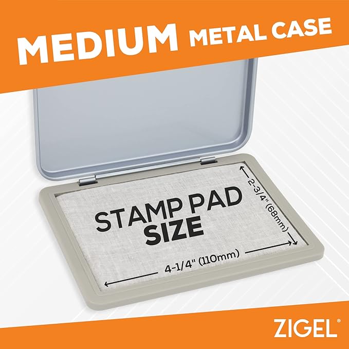 2 Pack Metal Case Stamp Pad Medium Size, Brown Color - Size: 3" x 4" - Choose from 15 Ink Colors
