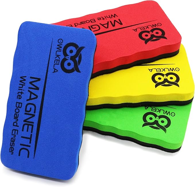 OWLKELA Magnetic Whiteboard Eraser, Dry Eraser Board Erasers, Dry Eraser for White Board, for Classroom, 4 Pack, Perfect for Home, College and Office Use