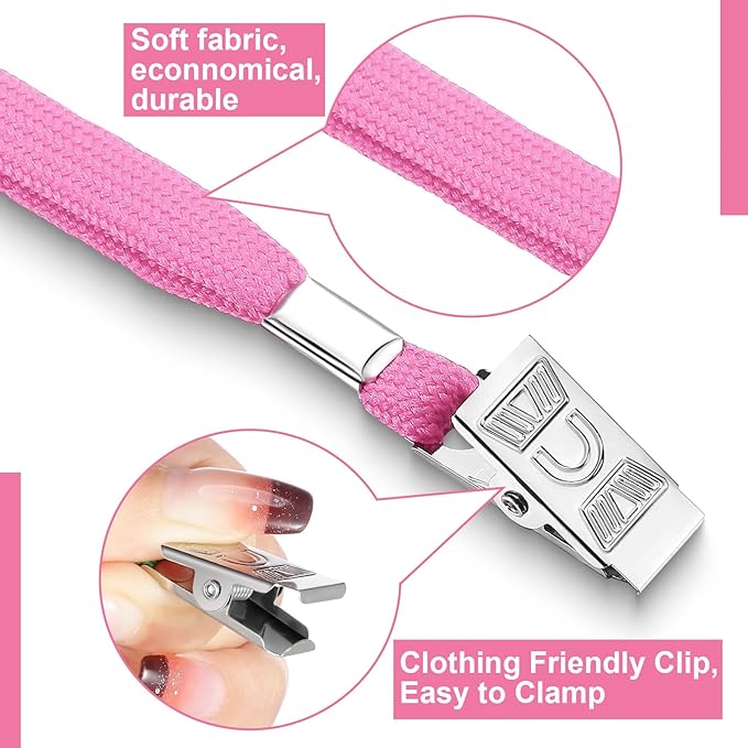 Marspark 100 Sets Clear Name Tags with Lanyard, Lanyards for ID Badges Reusable Strap with ID Holder Plastic Name Badges for Adults Business School Church Conference (Pink)