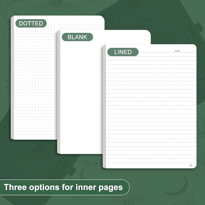 Lined Journal Notebook for Women Men, 192 Pages, A5 (5.7'' x 8.3'') | Hardcover Leather Notebook with 100GSM Thick Paper for Writing, Travel, Business, Office, Prayer (Dark Green)