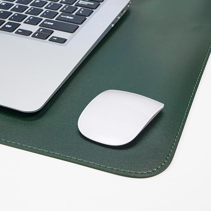 Leather Desk pad Protector, Large Desk mat with Natural Cork & PU Leather,Large Mouse pad, Office Desk Mat,Waterproof Desk Writing Pad for Office and Home (47in*17in, Dark Green)