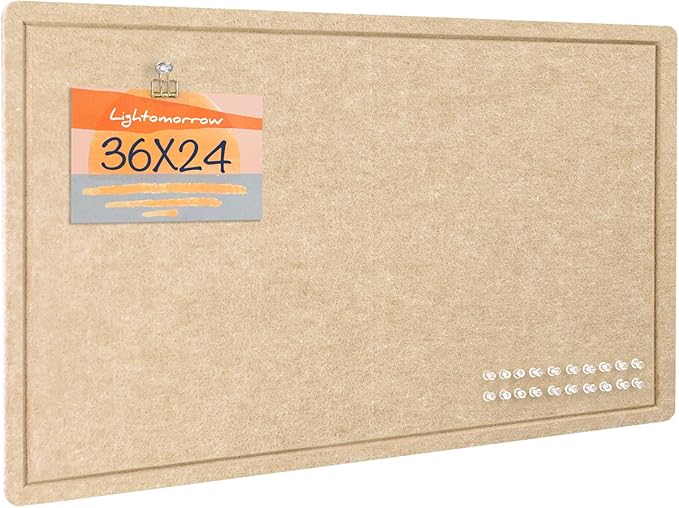 Bulletin Board, 36 x 24 inches Felt Board - Decorative Pin Board, Cork Board Alternative for Wall, 3' x 2' Foldable Self-Adhesive Vision Board Prayer Board with 20 Pushpins - Beige Brown