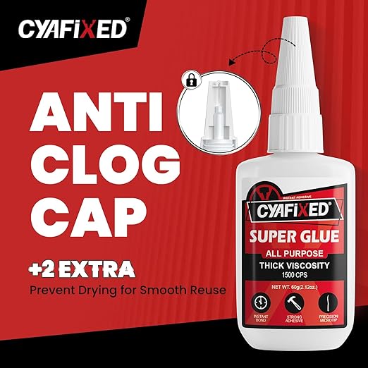 Thick Super Glue 120 Gram, Clear All Purpose Ca Glue Repair Wood Furniture Metal Plastic Crafts, Heavy Duty Instant Cyanoacrylate Adhesive for Woodworking Ceramic Leather Shoe Sole Glass Pottery