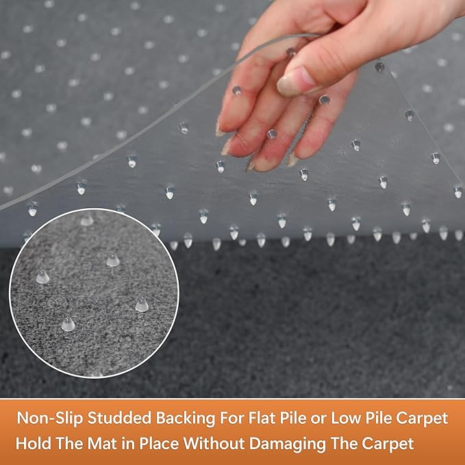 Office Chair Mat for Carpets - 35” x 55” Clear Carpet Chair Mats for Low Pile Carpeted Floors Home Office, Studded Floor Mat for Office Chair on Carpet