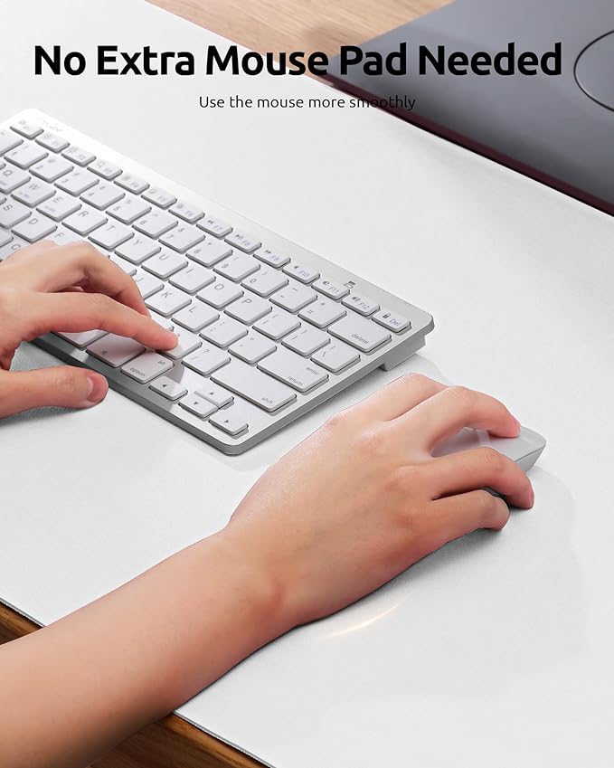 YSAGi Leather Desk Protector, Office Mat, Large Mouse Mat, Non-Slip PU Leather Blotter, Laptop Desk Pad, Waterproof Writing Pad for Office and Home (White, 35.4" x 17")