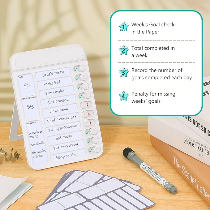 Dry Erase Chore Chart for Kids to Do List Magnetic Checklist Board Reusable RV Daily Routine Schedule Planning Boards with Blank Checklist Cardstock for Habit Tracker or Daily and Weekly Planner