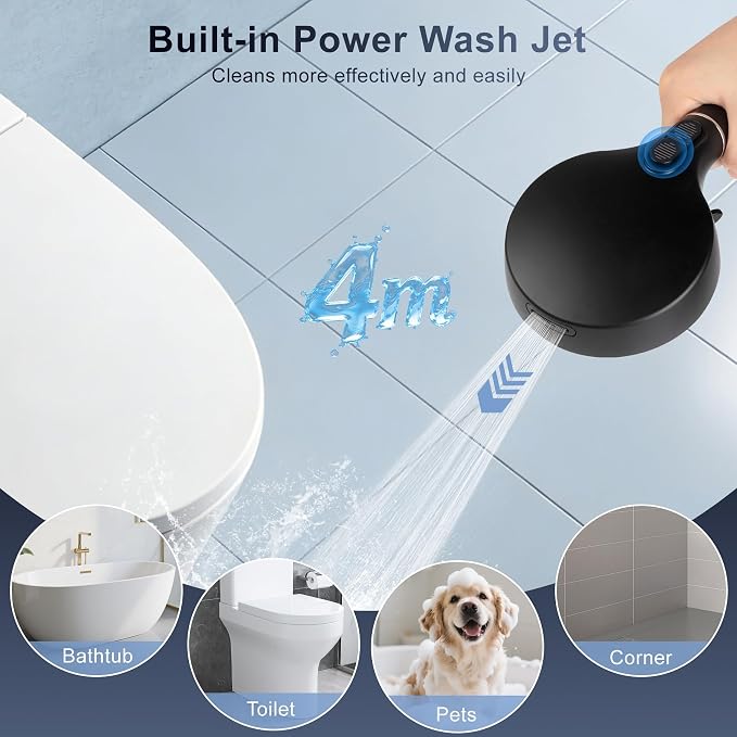 Filtered Shower Head with Handheld, Filtered Shower Head with 3-PCS Filters For Hard Water, 7-Spray Modes 5" High Pressure Shower Head, Built-in Power Jets Shower Heads, Black