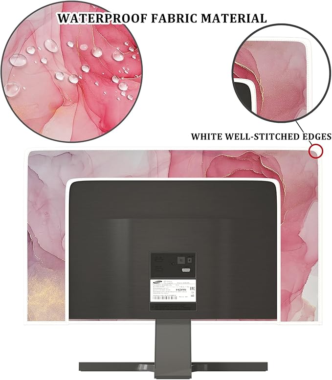 Baocicco Abstract Waterproof Television Cover with Pink Marble Design 58, 59, 60 Inch Full Body Cover for TV Screen Weatherproof Dust-Proof TV Screen Covers Sleeve Compatible with LED OLED Desktop