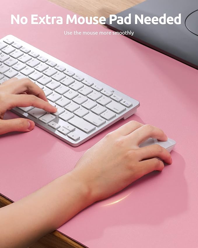 YSAGi Leather Desk Protector, Office Mat, Large Mouse Mat, Non-Slip PU Leather Blotter, Laptop Desk, Waterproof Writing Pad for Office and Home (Pink, 31.5" x 15.8")