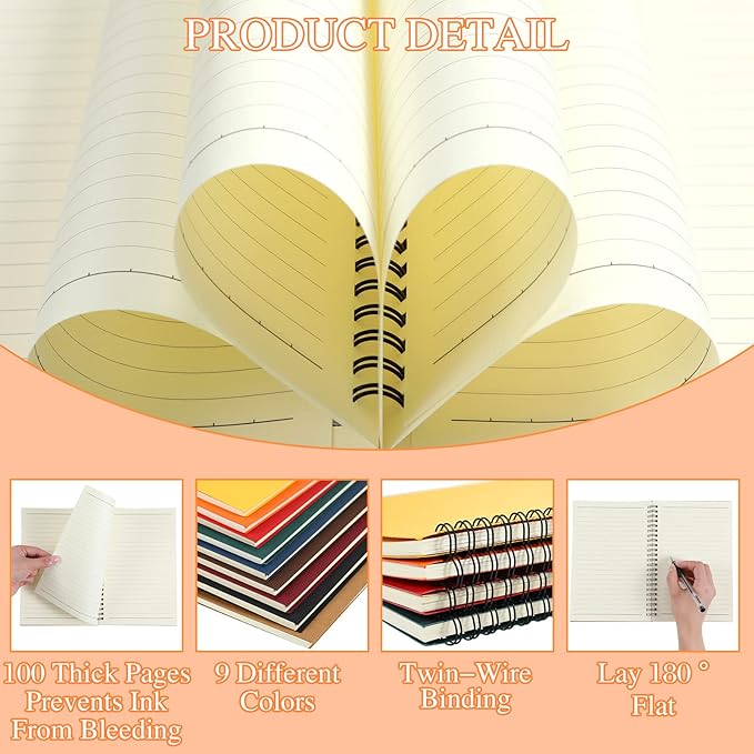 Yahenda 36 Pcs Spiral Notebook Bulk A5 Journal Lined 8.3'' x 5.5'' Writing Composition Paper Small Notepad Subject Notebook for Students Office Business Back to School Supplies (Multi Color)