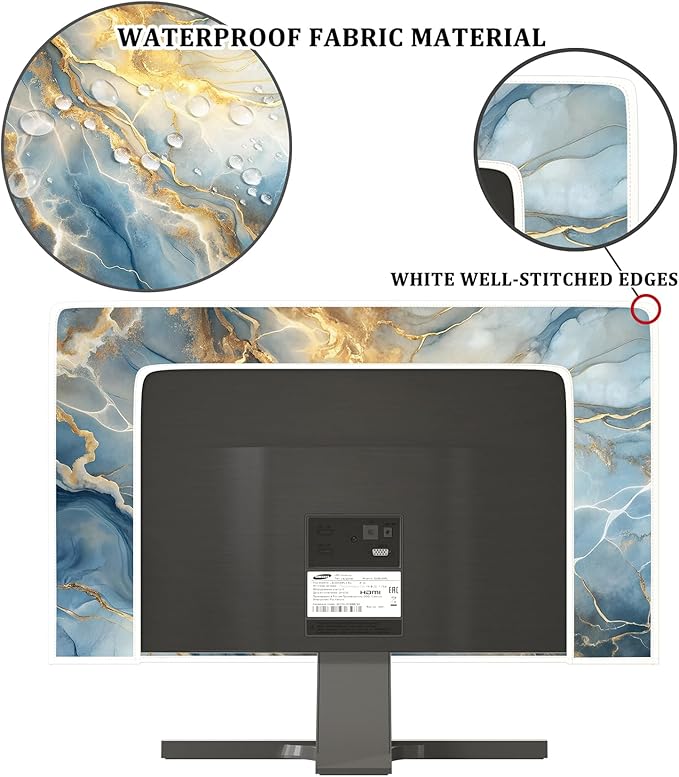 Baocicco Gold Blue Waterproof Screen TV Cover 55 Inch Modern Full Body Covers for Television Screen Panel Case TV Sleeve Compatible with Television LCD LED PC, Desktop and Home TV