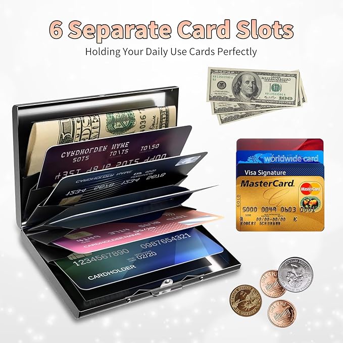 BWEGRHE Slim Credit Card Holder, Humingbird Flower RFID Blocking Metal Wallet for Men & Women, Aluminum Minimalist Hard Case Pocket-Sized Business Cards Organizer (Fits Up to 10 Cards)