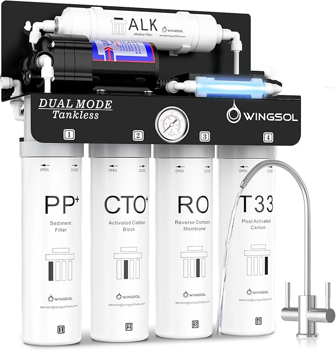 WINGSOL Replacement Filter Cartridge for RO Water Filter System Compatibel with: WS-QCJ-6RO (F-T33)(F-ALK)(F-Dual), RO