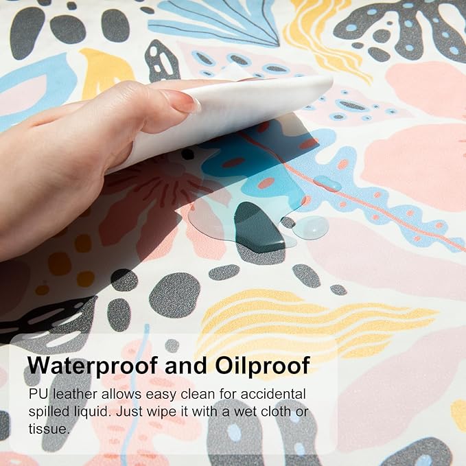 QIYI Floral Large Mouse Pad, Cute Desk Mat for Desktop, Women Girls Desk Accessories Office Décor, PU Leather Waterproof Big Gaming Mousepad, Doodle Flowers Desk Pad Computer Mat, 31.5" x 11.8"