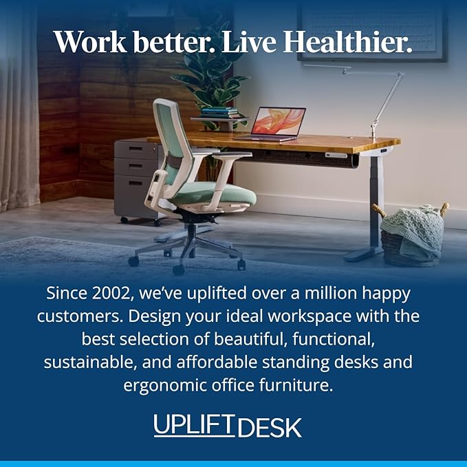 UPLIFTDESK V3 2-Leg Ash Gray Laminate Wood Standing Desk – Adjustable Height, Advanced 1-Touch Memory Keypad, Under Desk Cable Management, Wire Grommets & Rocker Board (Black C-Frame, 48 x 30 inch)