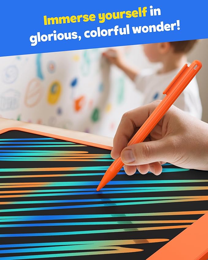 TEKFUN LCD Writing Tablet for Adults, Large Doodle Board, 16 Inch Colorful Drawing Tablet Writing Pad, Toddler Toys for 3 4 5 6 7 8 9 Year Old Girls Boys Teen, Birthday Gifts for Kids (Orange)