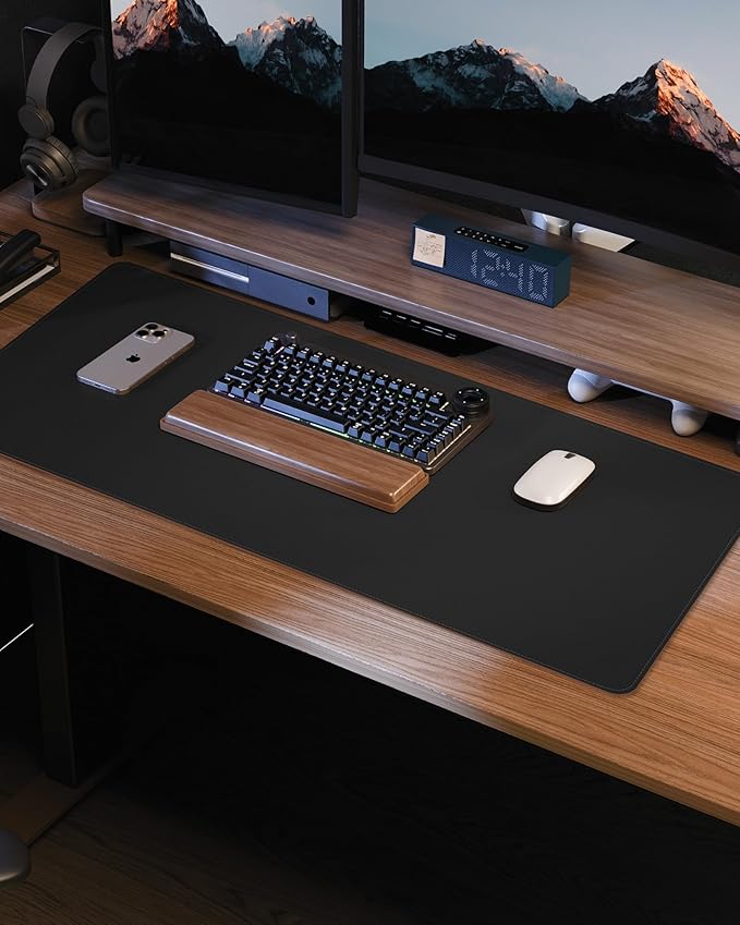Non-Slip Desk Pad,Desk mat,Large Mouse Pad, Office Desk mat, Waterproof PU Leather Desk Blotter Mat, Desk Cover Mat,Desk Organizer and Accessories for Men(Black, 23.6" x 13.7")