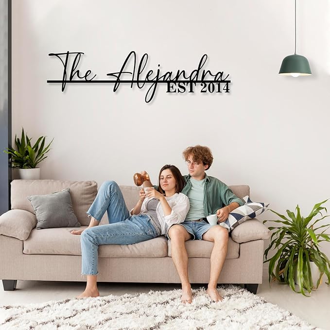 Personalized Family Name Sign | Custom Metal Sign | Metal Wall Art | Last Name Signs for Home | Wall Decor | Split Letter Monogram Sign | Home Letters | Wedding Gift | Housewarming Couples Gift