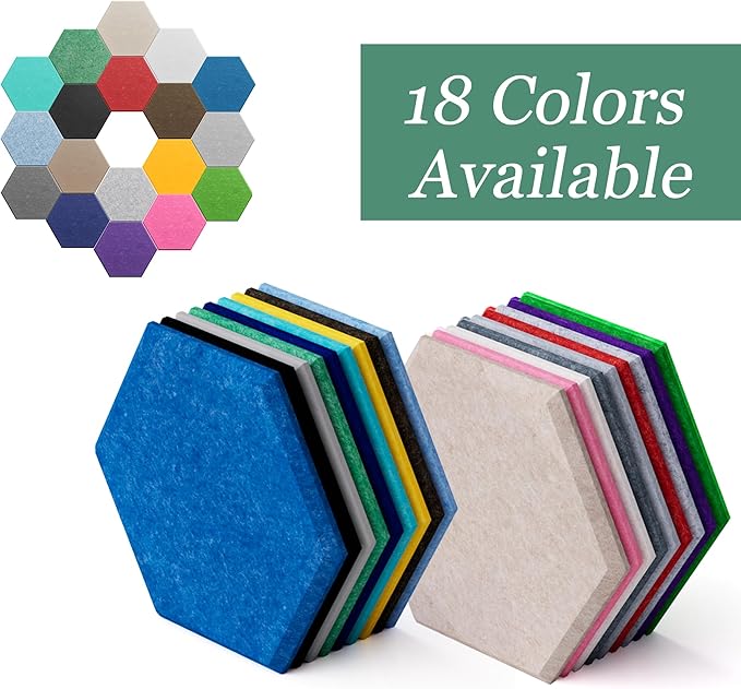Hexagonal Acoustic Panels-12 Pack High-Density Sound Absorbing Panels 12"X10"X0.4" for Enhanced Noise Reduction, DIY Design, Idea for Studios, Offices, and Home Theaters(Silver Gray)
