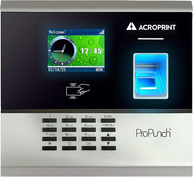 Acroprint ProPunch Time Clock System for Employees – Biometric Fingerprint Time Clock for Small Business, No Monthly Fees, Advanced Time Card Machine with Employee Time Tracker