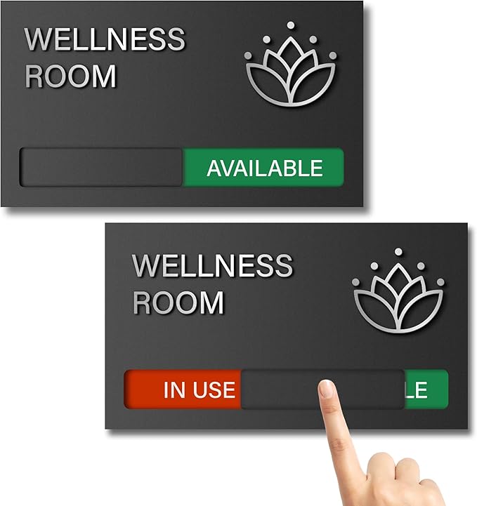 Wellness Room Sign - Do Not Disturb, Door Signs for Office Business, In Use/Available Slider Indicator Tell Whether Room is Vacant Occupied