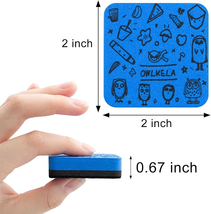 OWLKELA 30 Pack Whiteboard Eraser, Magnetic Blue Whiteboard Eraser for Cleaning Dry Erase Markers on Magnetic Soft Whiteboard, Glass Whiteboard and Dry Erase Board