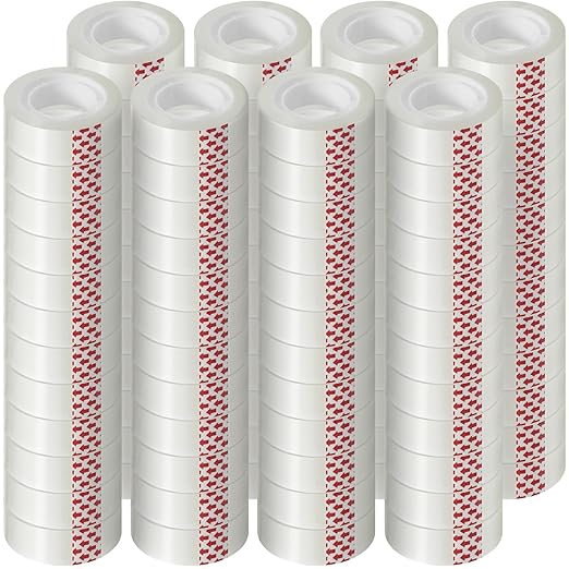 Turxayox 72 Rolls Transparent Tape Refills, Clear Tape, 3/4 x 800 Inches, Glossy Gift Wrapping Tapes for Dispenser, Office, School, Home