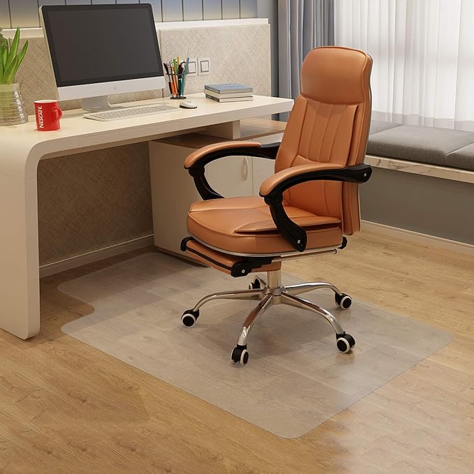 Office Chair Mat for Hardwood Floor, 48”x 36” Clear Floor Protector Mat for Office Chair, Vinyl Desk Chair Mat for Hard Floors, Easy Glide for Chairs