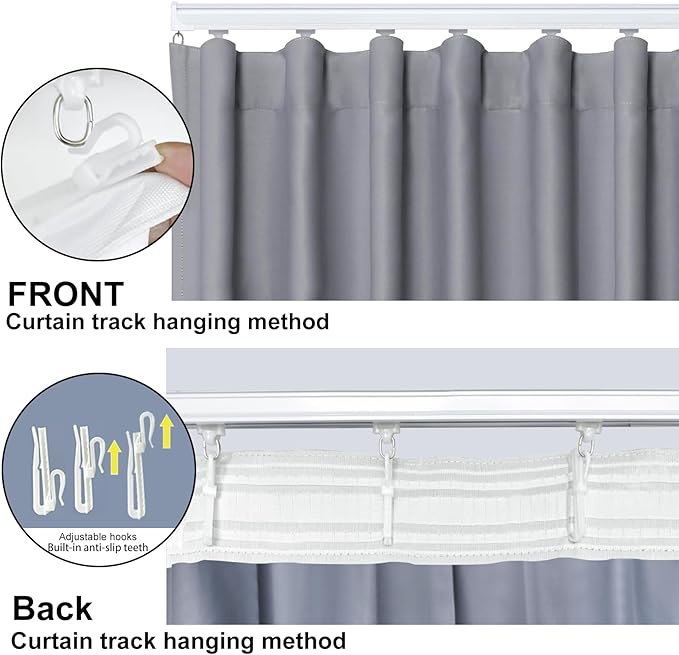 Cbsroro Room Divider Blackout Curtain Track Curtains Wall Dividers Panels Screen for Living Rooms Bedroom Office Privacy Partition Separation, W120 × L108 Inch,1 Panel, Light Grey