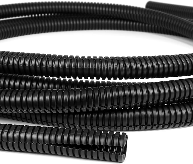 Split Wire Loom Tubing,10,25ft Cord Protectors from Pets No Chew, Flexible Wire Covers Cord Protectors, Protective Split Cable Sleeve for Automotive Home Industrial Wires(Black, 0.46inch-25ft)