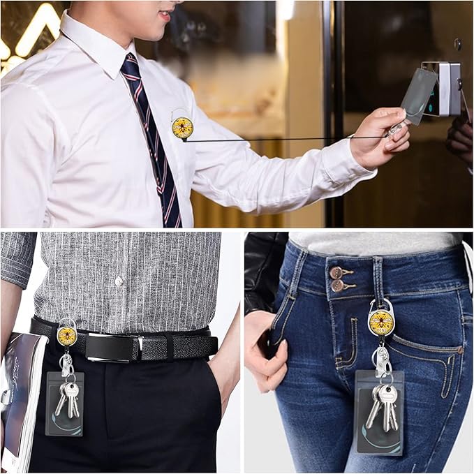 Cute Bee Kind Lanyards for Id Badges, Retractable ID Badge Holder with Detachable Lanyard, Fashionable Badge Reel Heavy Duty with 360 Degrees Rotate Carabiner Clip, Nurse Teacher Office Gifts