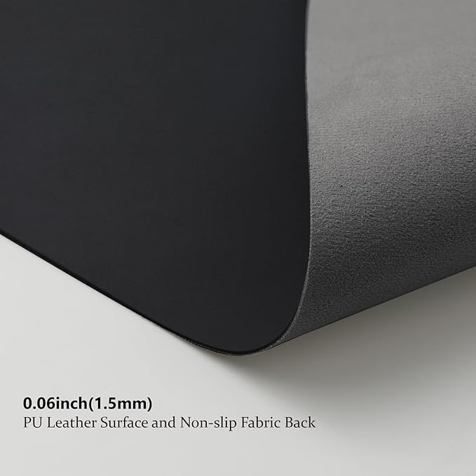Leather Desk Mat - Small Non-Slip PU Desk Pad for Office and Home - Desk Organization and Accessories - Ideal for Large Mouse Pad and Small Desk Mats on Top of Desks (Black,23.6"x 13.8")