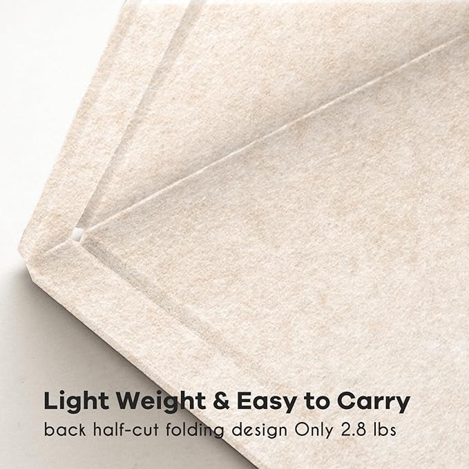 Large Bulletin Board - 48 x 36 Inches, Decorative Felt Pin Board for Wall - 4' x 3' Foldable Photo Display Board with Self-Adhesive Tape, Includes 20 Push Pins - Oatmeal