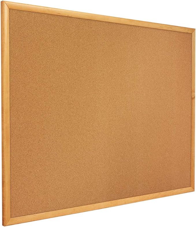 Quartet Cork Board, Bulletin Board, 5' x 3' Corkboard, Oak Finish Frame (305)