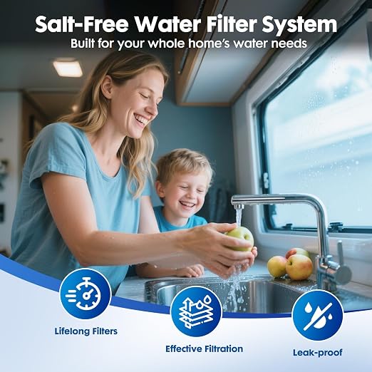Whole House Water Softener System + Extra 1 Pack Replacement Cartridge, 3/4'' FNPT Highly Reduces Hardness, Limescale, Chlorine & Odor, Delivers Pure & Healthy Water| Protect Appliances