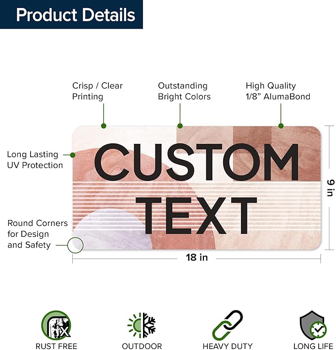 Custom Sign, Custom Street Sign, 11 Font Colors, 13 Font Styles, 4 Hole Options, 22 Sizes, 9x18 Inches, Rust Free DiBound, Fade Resistant, Made in USA by My Sign Center (Mid-Century Modern 1)