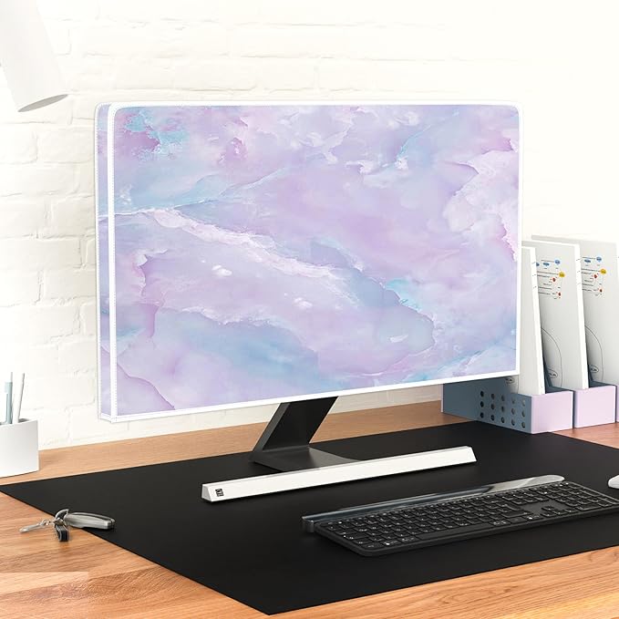 Baocicco Violet Marble Waterproof 65 Inch TV Dust Cover Anti-Static Dustproof Abstract Creative Desigen Television Accessories TV LCD Screen Texture TV Decoration for LED LCD OLED TVs