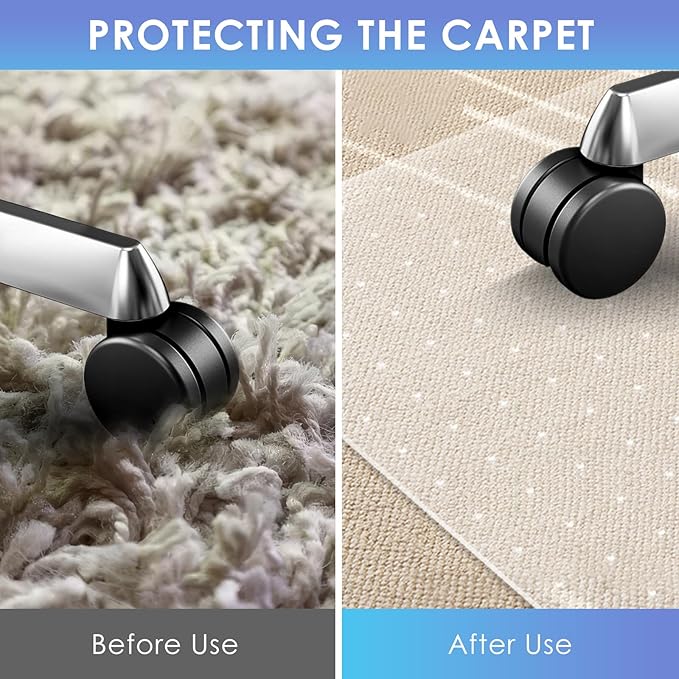 Vicwe Office Chair Mat for Carpeted Floors, 55"X36" Rectangle Desk Chair Mats with Studs for Low and No Pile Carpeted Floors, Easy Glide Computer Desk Chair Mat for Home & Offices
