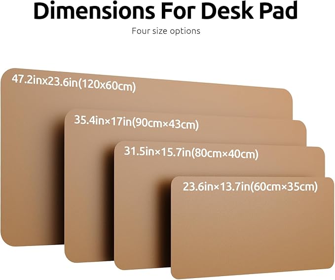 YSAGi Leather Desk Protector, Office Mat, Large Mouse Mat, Non-Slip PU Leather Blotter, Laptop Desk Pad, Waterproof Writing Pad for Office and Home (Khaki, 47.2" x 23.6")
