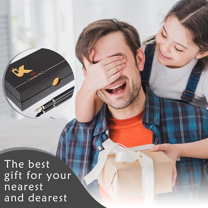 Tiankool Luxury Fountain Pen,Fine Nib, Exquisite Pen Gift Set for Men&Women-Includes 10 Ink Cartridges&Ink Converter- Nice Pens - Black