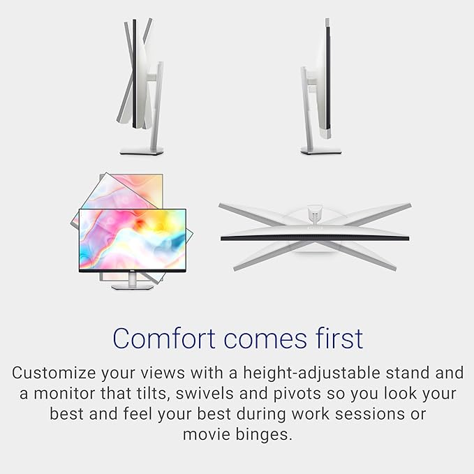 Dell S2722DC Monitor - 27-inch WQHD (2560x1440) 75Hz 4Ms Display, AMD FreeSync, Built in Speaker, USB Type-C Connectivity, Height/Pivot/Swivel/Tilt Adjust - Platinum Silver