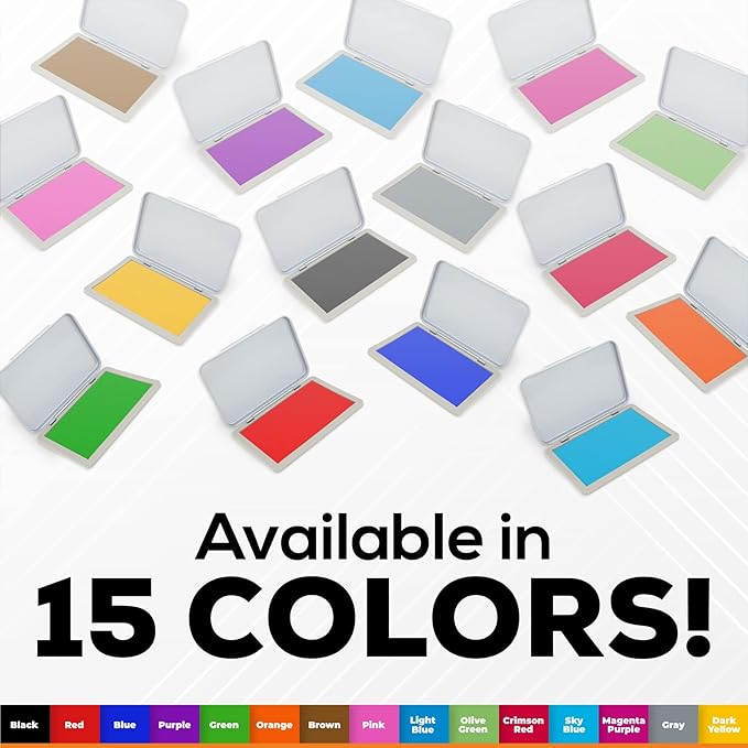 Metal Case Stamp Pad Medium Size, Black Color - Size: 3" x 4" - Choose from 15 Ink Colors