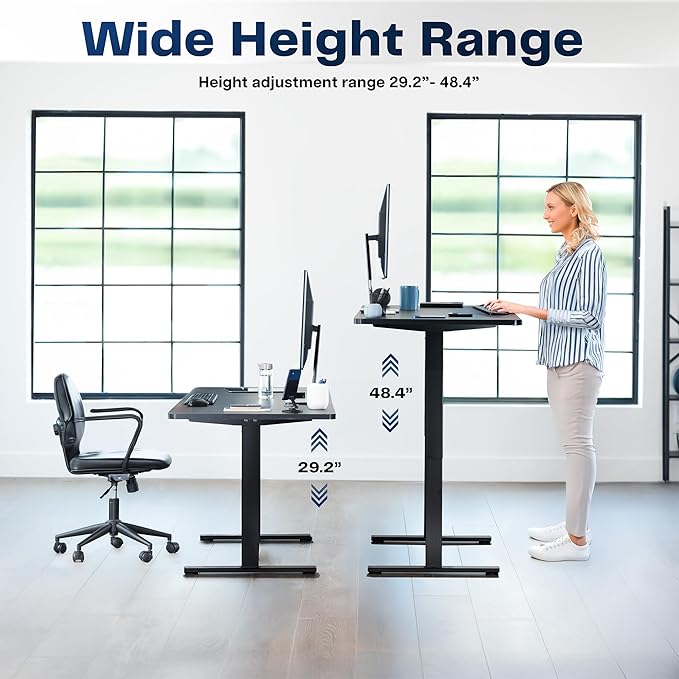 VIVO Electric 55 x 28 in Standing Desk, Memory Height Adjustment, 1B Series, Holds 220 lbs, One-Piece Dark Walnut Top, White Frame, DESK-KIT-1W55D