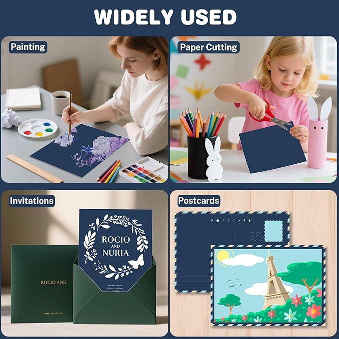 Cardstock 8.5 X 11, 40 Sheets Dark Blue Card Stock, 75lb/ 200gsm Copy Paper, Cardstock Printer Paper For Art, Drawing, Invitations, DIY Cards, Watercolor, Craft, Construction, School & Office Supplies