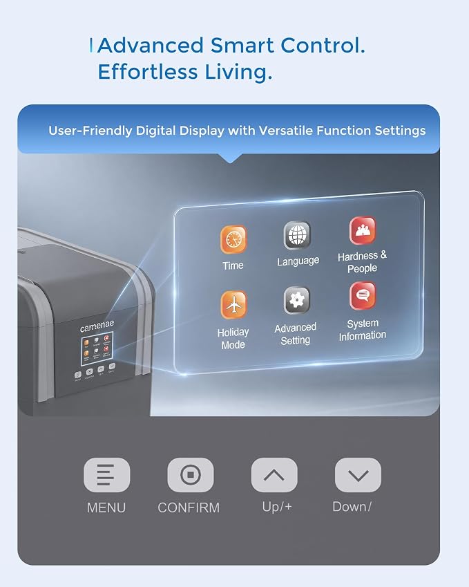 34000 Grain Water Softener System, Whole House Water Softener for 4–5 People with Up-Flow Regeneration, Digital Display, Vacation Mode & Easy-Add Cabinet, CS21H-0935