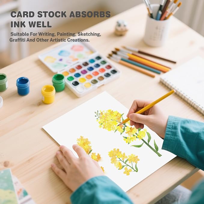 White Cardstock 8.5 X 11, 40 Sheets Card Stock, 75lb/ 200gsm Copy Paper, Cardstock Printer Paper For Art, Drawing, Invitations, DIY Cards, Watercolor, Craft, Construction, School & Office Supplies